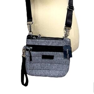 NWT Nautica Diver Gray/Black Crossbody Shoulder Bag Zipper Pocket Key Fob unisex